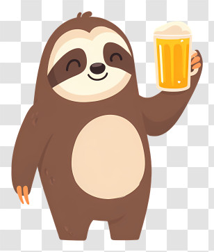 Sloth With Beer - Happy Sloth With Beer Transparent PNG