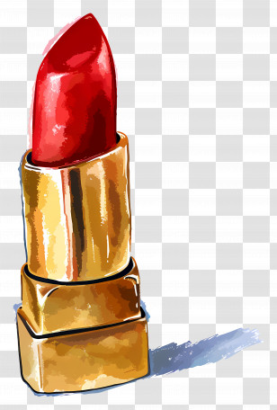 Lipstick - Red Lipstick In Gold Case Transparent PNG