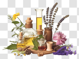 Essential Oils - Collection Of Essential Oils And Herbs Transparent PNG