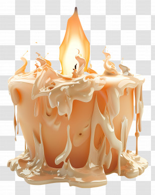 Burning Candle - Melting Candle With Flame Transparent PNG