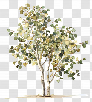 Populus Nigra - Birch Tree Art Illustration Transparent PNG