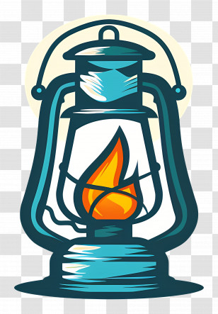 Camping Lantern - Vintage Lantern With Warm Burning Flame Transparent PNG
