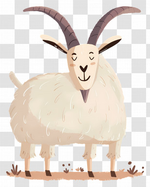 Mountain Goat - Smiling Cartoon Goat With Horns Transparent PNG