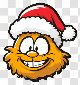 Cat Christmas - Cheerful Cartoon Character In Santa Hat Transparent PNG