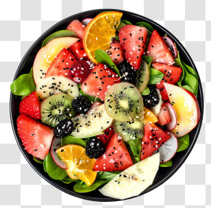 Salad Bowl - Vibrant Fruit Salad Bowl With Mixed Fruits Transparent PNG
