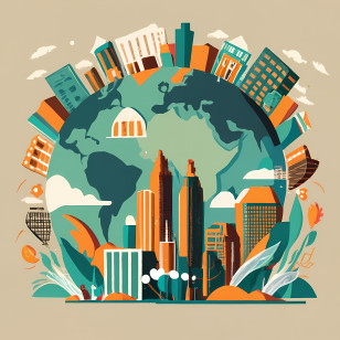 World Habitat Day - Earth With City Buildings Transparent PNG