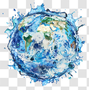 World Water Day - Planet Earth Encircled By Water Splash Transparent PNG
