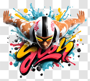 Dynamic Sport Shot - White-Capped Swimmer With Splash Art Transparent PNG