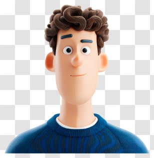 3d Male Avatar - Cartoon Man With Curly Hair Transparent PNG
