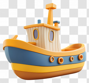 Cartoon Boat - Cute Toy Boat Transparent PNG