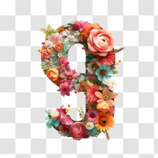 Number 9 Flower - Floral Number Eight Design Illustration Transparent PNG