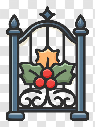 Christmas Gate Logo - Decorative Gate With Holly Transparent PNG