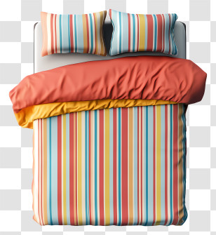 Bed Top View - Colorful Striped Bedding Set Transparent PNG