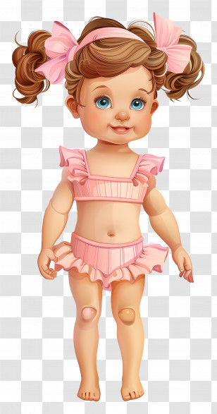 Swimming Suit - Cute Doll In Pink Outfit Transparent PNG
