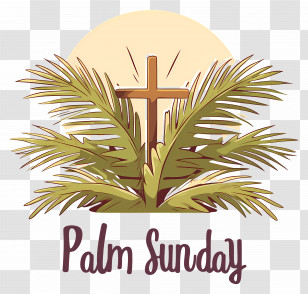 Palm Sunday - Palm Sunday Celebration With Cross And Palm Leaves Transparent PNG