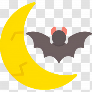 Halloween Moon - Bat And Moon Icon For Halloween Transparent PNG