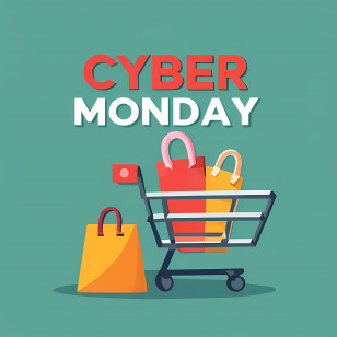Cyber Monday - Cyber Monday Shopping Design With Cart And Bags Transparent PNG