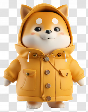 Shiba - Cute Dog In Yellow Jacket Transparent PNG
