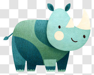 Adorable Rhinoceros - Cute Cartoon Rhino Transparent PNG