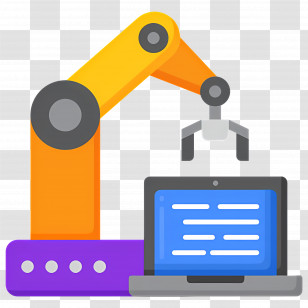 Robotic Arm - Robotic Arm And Laptop Representing Automation Transparent PNG
