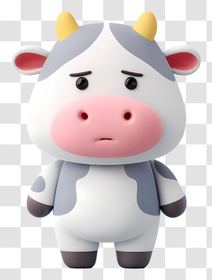 Cartoon Milk Cow - Chubby Sad Cartoon Cow Transparent PNG