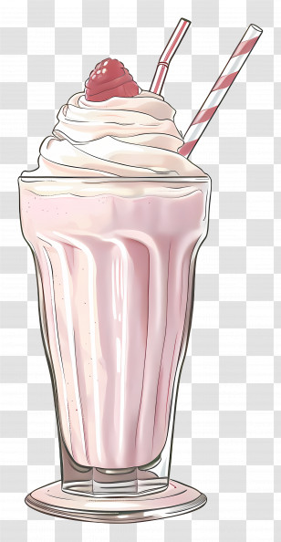 Milkshake - Raspberry Milkshake With Cream Transparent PNG