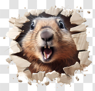 Groundhog Day - Surprised Prairie Dog Breaking Through Wall Transparent PNG