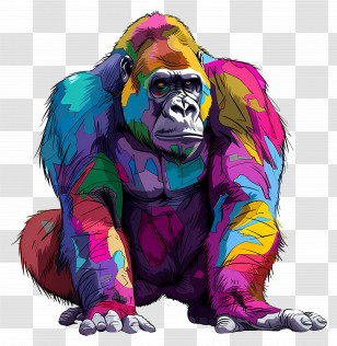 Cartoon Gorilla - Colorful Artistic Gorilla Illustration Transparent PNG