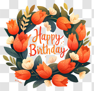 Cartoon Birthday Flower - Happy Birthday Floral Greeting Card Transparent PNG