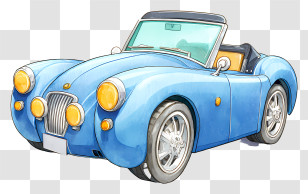 Convertible Sports Car - Retro Blue Convertible Car Transparent PNG