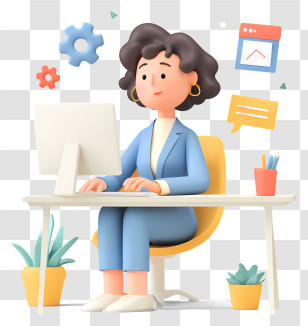 Businesswoman Online Meeting - Office Worker At Desk Transparent PNG