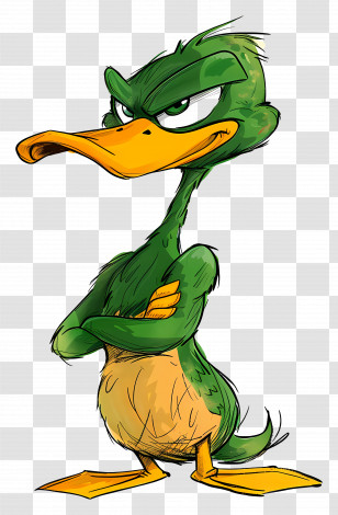 Cartoon Duck - Sly Cartoon Green Duck Illustration Transparent PNG