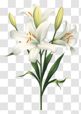White Lily - Beautiful White Lily Flowers Illustration Transparent PNG