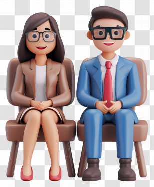 Sitting People Cartoon - Cartoon Business Couple Transparent PNG