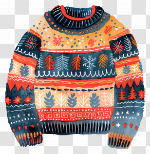 Ugly Christmas Sweater - Patterned Winter Sweater Illustration Transparent PNG