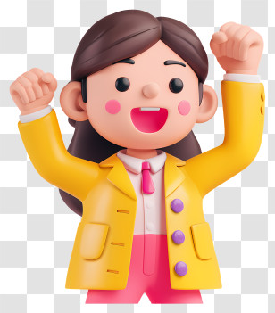 Little Girl Raising Hands - Cute Girl Cheering Transparent PNG