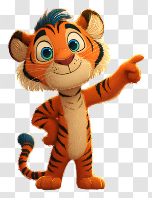 Cartoon Tiger - Playful Tiger Cub Cartoon Mascot Transparent PNG
