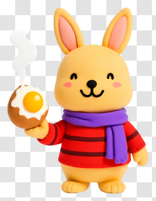 Bunny Holding Peeled Boiled Egg - Yellow Bunny With Egg Transparent PNG
