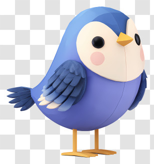 Kawaii Bird - Chubby Blue Bird Illustration Transparent PNG