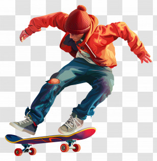 Skateboarding - Skateboarder Performing Trick Mid-Air Transparent PNG