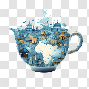 International Tea Day - World Map Teapot With Buildings Transparent PNG