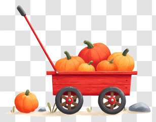 Pumpkin Wagon - Red Wagon Full Of Pumpkins Transparent PNG