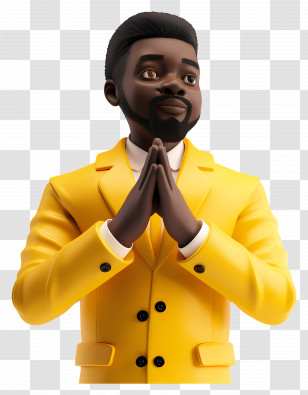 Businessman Applauding - Cartoon Man In Yellow Suit Praying Transparent PNG