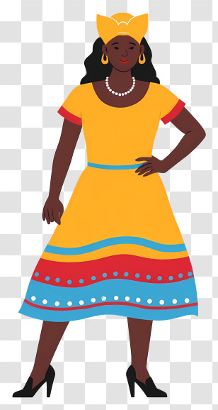 South Africa People - Woman In Colorful Yellow Dress Transparent PNG