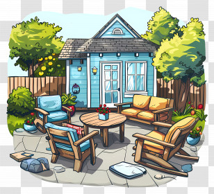 Cute Doodle House - Small Cute Doodle House With Garden Transparent PNG