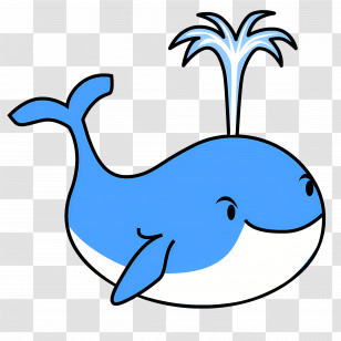 Cute Blue Whale - Cute Blue Whale Cartoon Illustration Transparent PNG