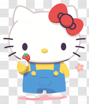 Hello Kitty With Strawberry - Hello Kitty Character Holding A Strawberry Transparent PNG