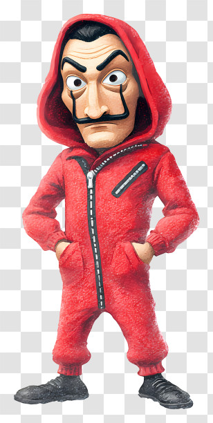 Money Heist - Masked Figure In Red Jumpsuit Transparent PNG