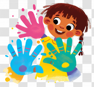 Children Playing Paint - Creative Child With Colorful Paint Transparent PNG