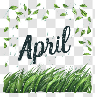 Hello April - April Seasonal Art With Leaves And Grass Transparent PNG